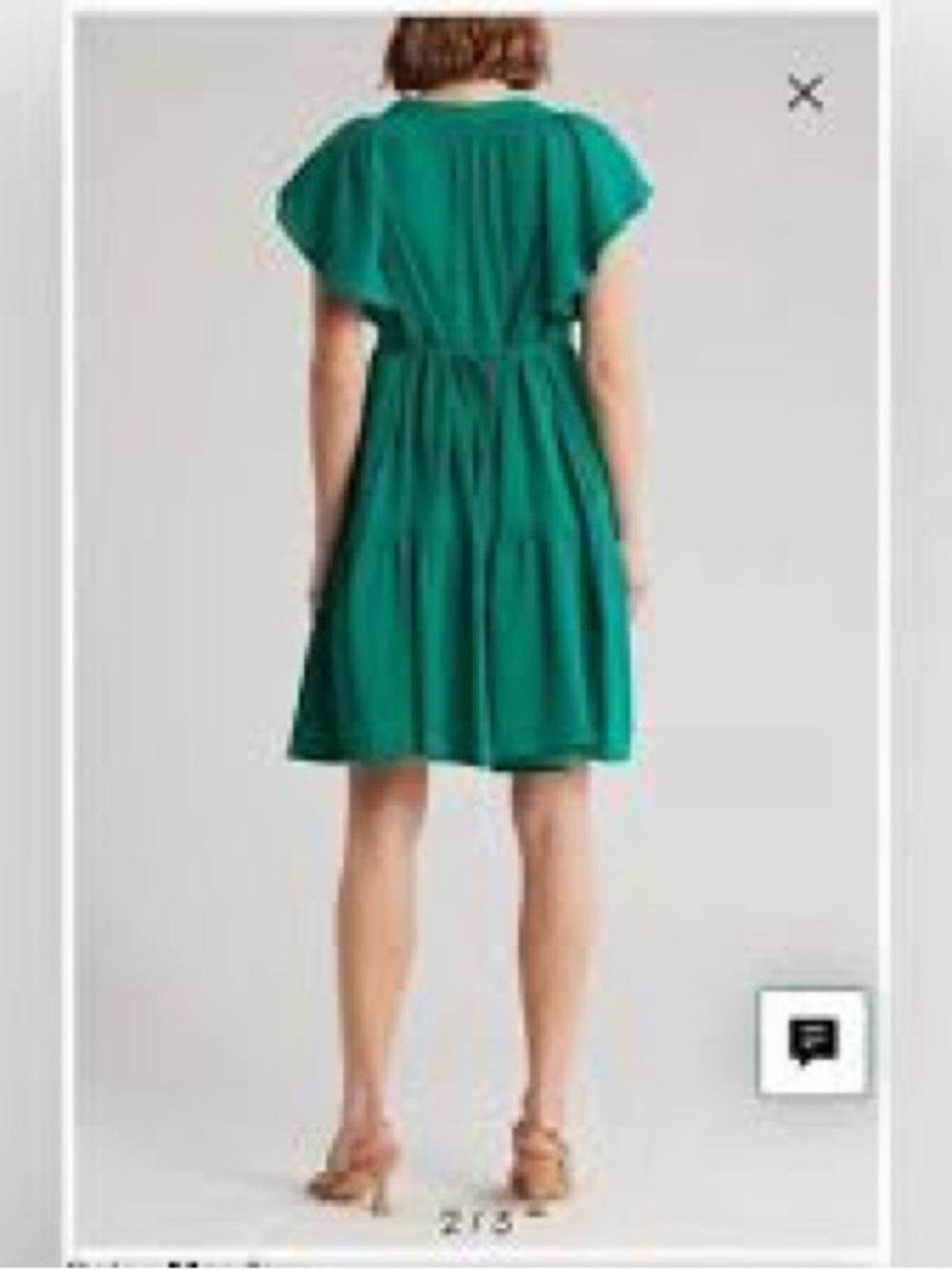 Calvin Klein Gauze Slit Neck Tiered Emerald Green Swing Midi Dress Size 16 - Picture 3 of 12